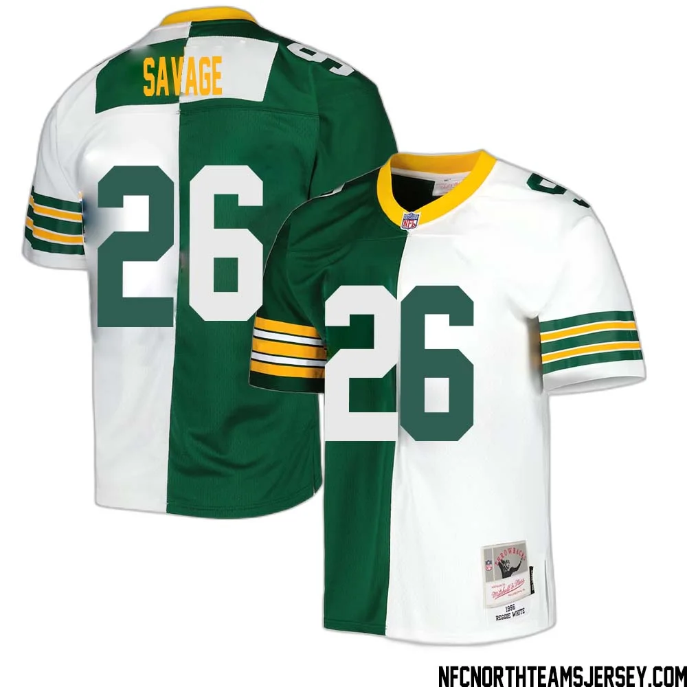 Darnell Savage No 26 Green Bay Packers Mitchell Ness 1996 Split Legacy Replica Jersey Green White 1