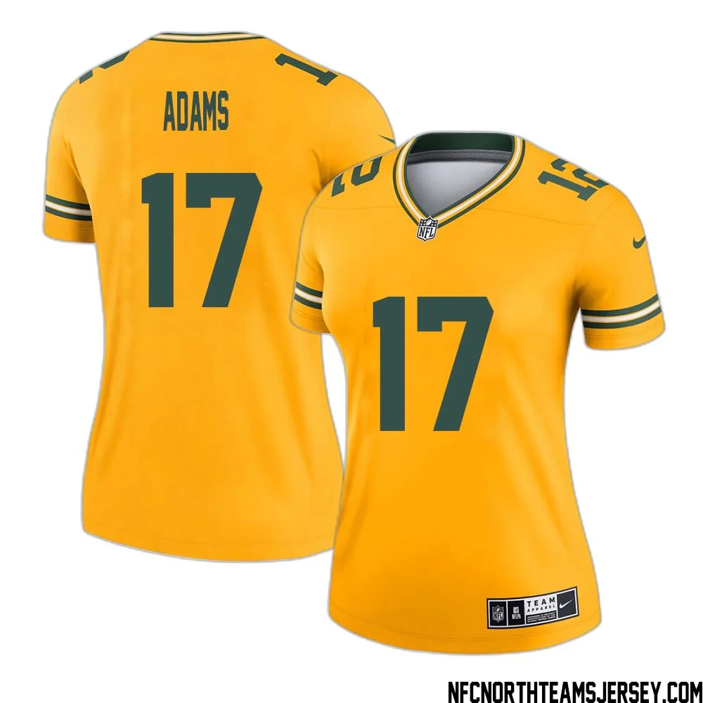 Davante Adams No 17 Davante Adams Green Bay Packers Inverted Legend Jersey Gold Women