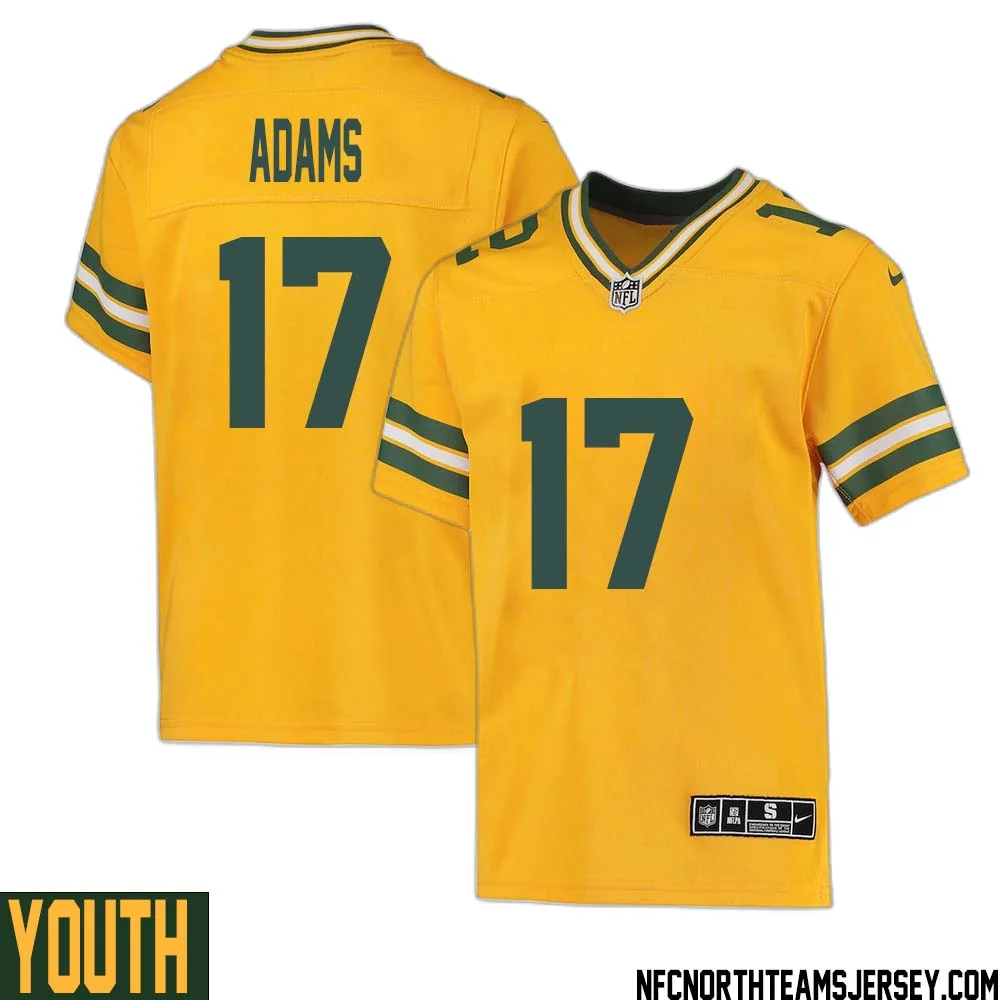 Davante Adams No 17 Davante Adams Green Bay Packers Inverted Legend Jersey Gold Youth