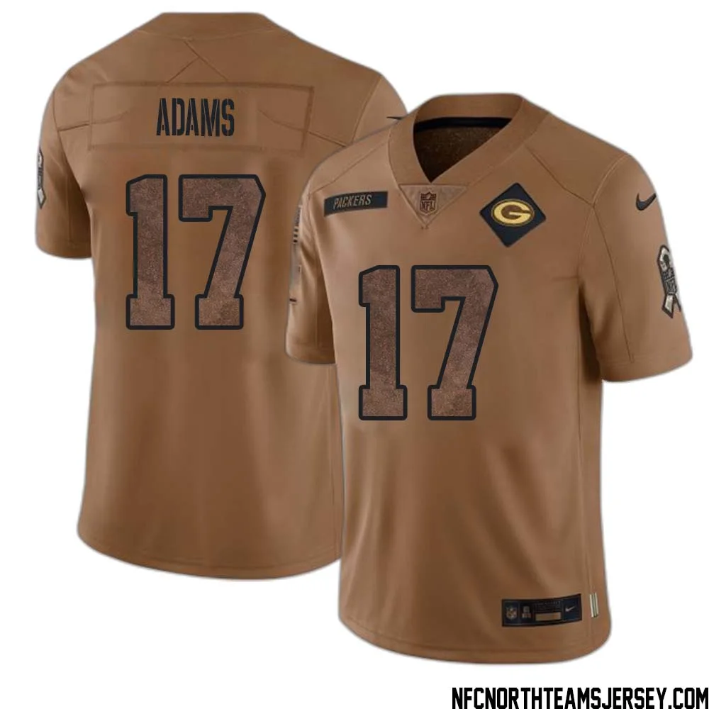 Davante Adams No 17 Green Bay Packers 2023 Salute To Service Limited Player Jersey Men Brown