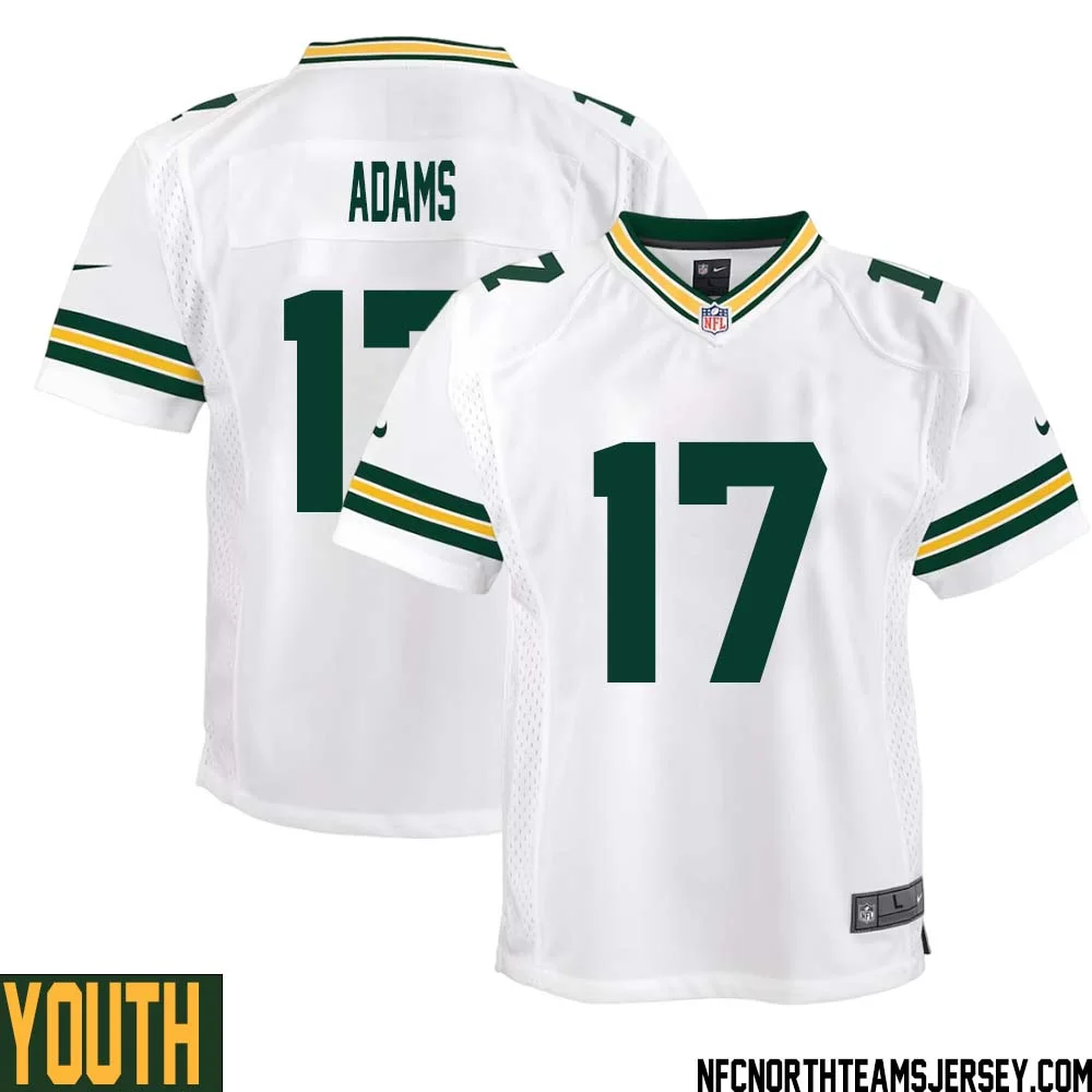 Davante Adams No 17 Green Bay Packers Away Game Jersey Youth White 1
