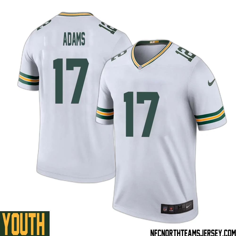 Davante Adams No 17 Green Bay Packers Color Rush Legend Jersey White Youth 1