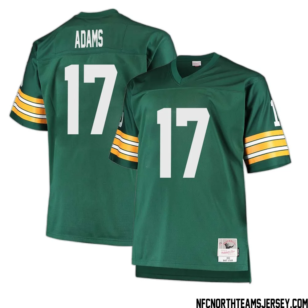 Davante Adams No 17 Green Bay Packers Mitchell Ness Big Tall 1968 Retired Player Replica Jersey Green 1