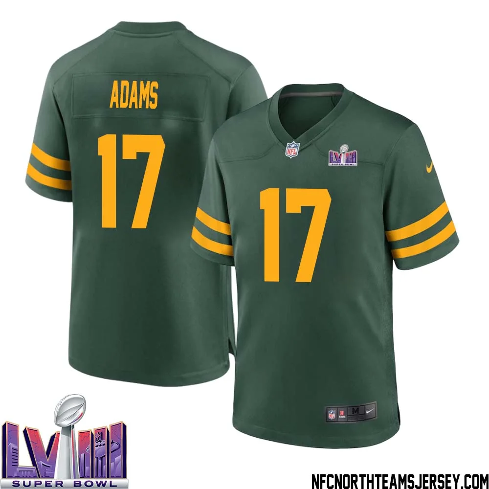 Davante Adams No 17 Green Bay Packers Super Bowl LVIII Alternate Green Jersey for Men 1