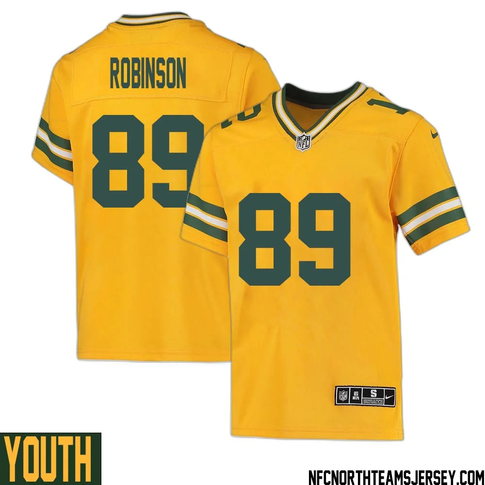 Dave Robinson No 89 Davante Adams Green Bay Packers Inverted Legend Jersey Gold Youth 1