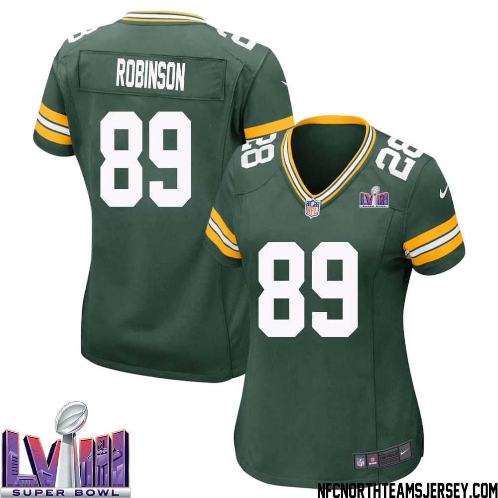 Dave Robinson No 89 Green Bay Packers Super Bowl LVIII Home Game Jersey Womens