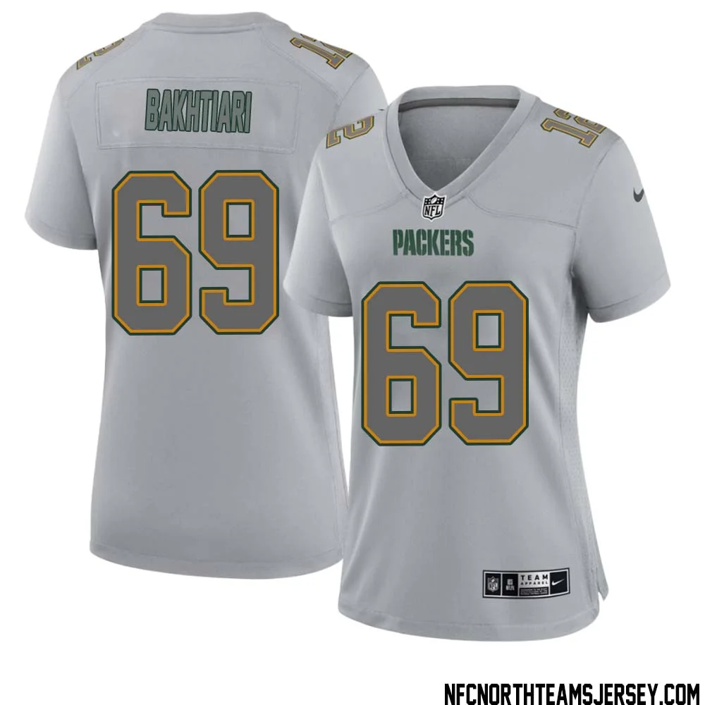 David Bakhtiari No 69 Green Bay Packers Atmosphere Jersey Grey Womens 1