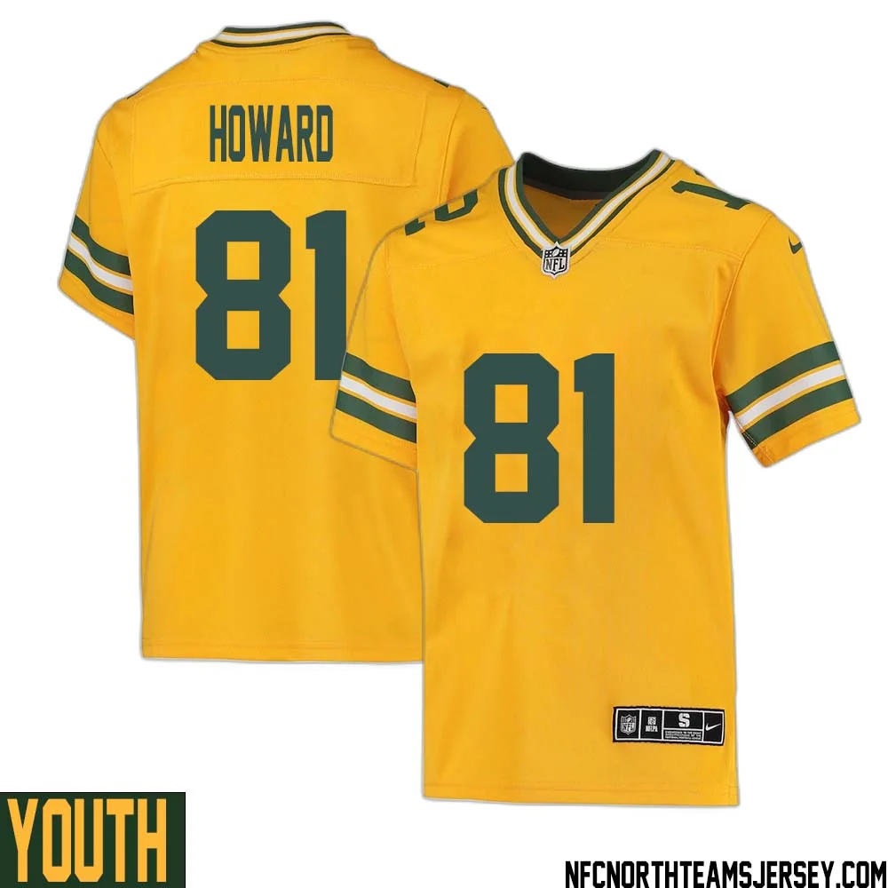 Desmond Howard No 81 Davante Adams Green Bay Packers Inverted Legend Jersey Gold Youth 1