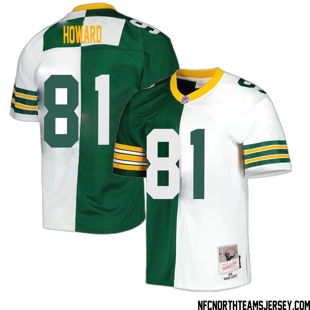 Desmond Howard No 81 Green Bay Packers Mitchell Ness 1996 Split Legacy Replica Jersey Green White
