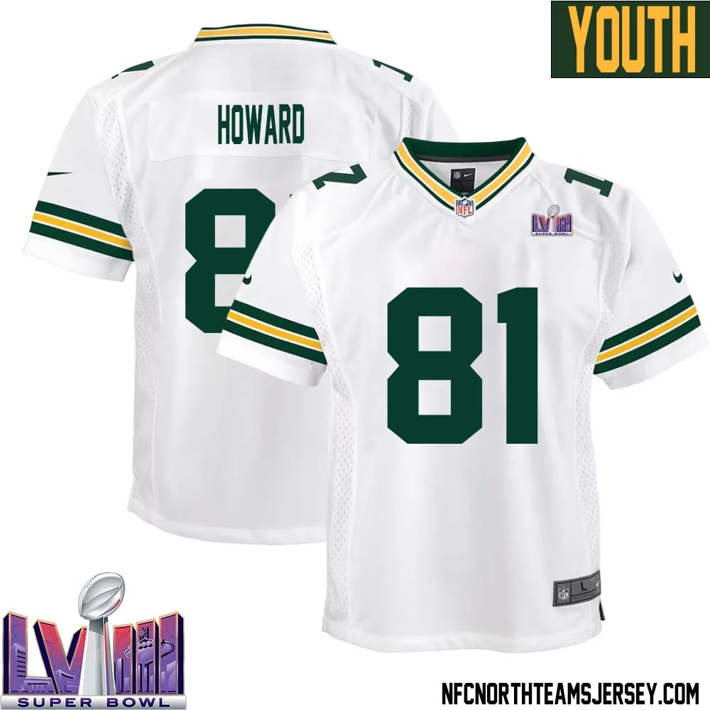 Desmond Howard No 81 Green Bay Packers Super Bowl LVIII Away Game Jersey Youth White 1