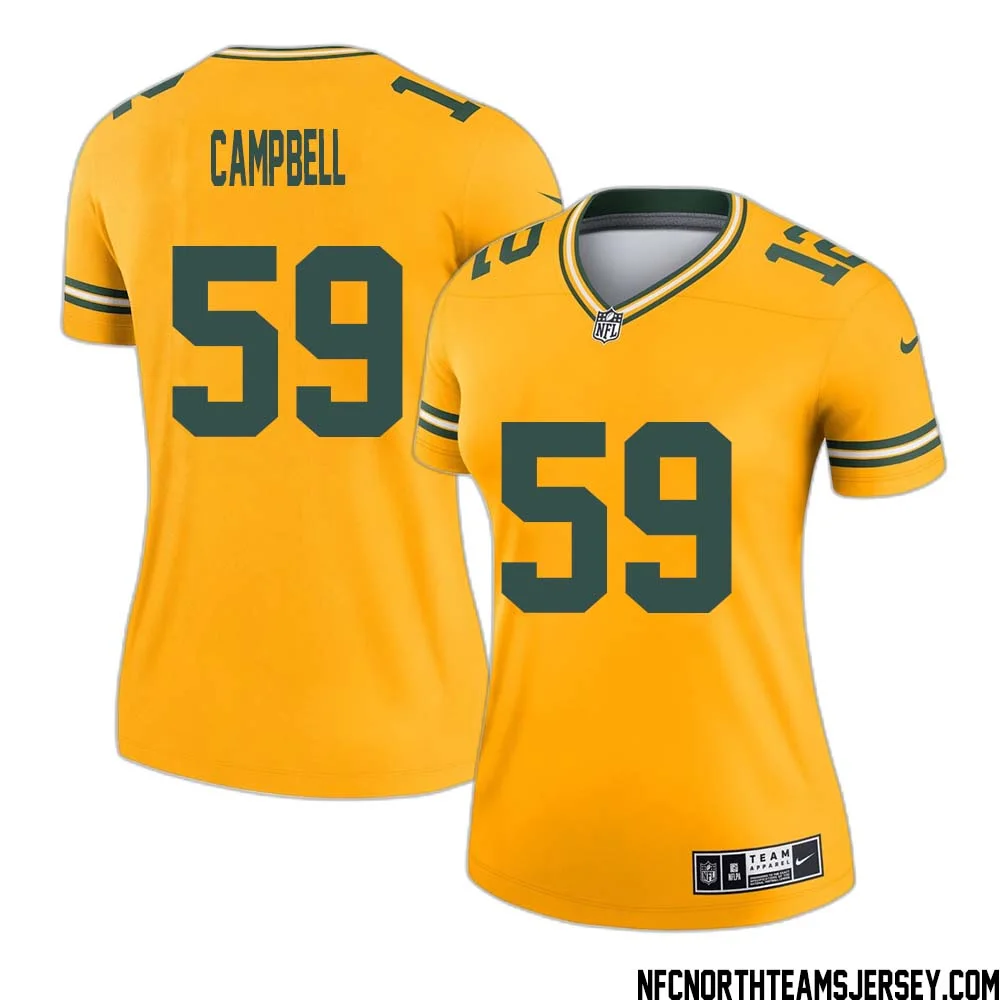 DeVondre Campbell No 59 Davante Adams Green Bay Packers Inverted Legend Jersey Gold Women 1