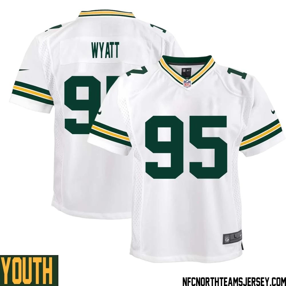 Devonte Wyatt No 95 Green Bay Packers Away Game Jersey Youth White 1