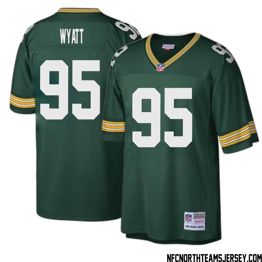 Devonte Wyatt No 95 Green Bay Packers Mitchell Ness Big Tall 1996 Retired Player Replica Jersey Green 1 1