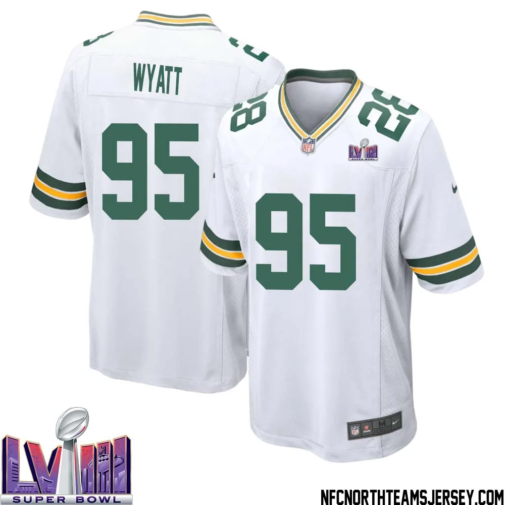 Devonte Wyatt No 95 Green Bay Packers Super Bowl LVIII Away Game Jersey Mens White