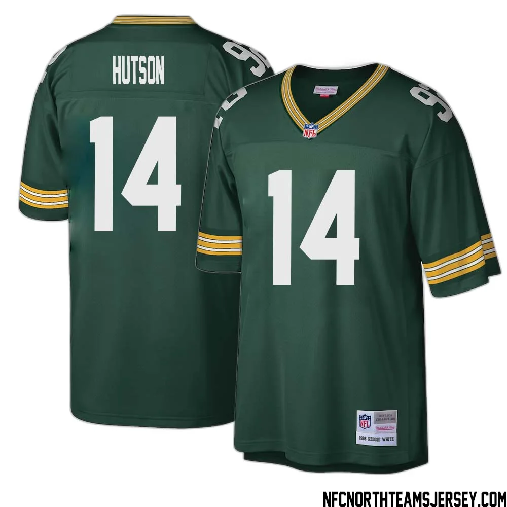 Don Hutson No 14 Green Bay Packers Mitchell Ness Big Tall 1996 Retired Player Replica Jersey Green 1 1