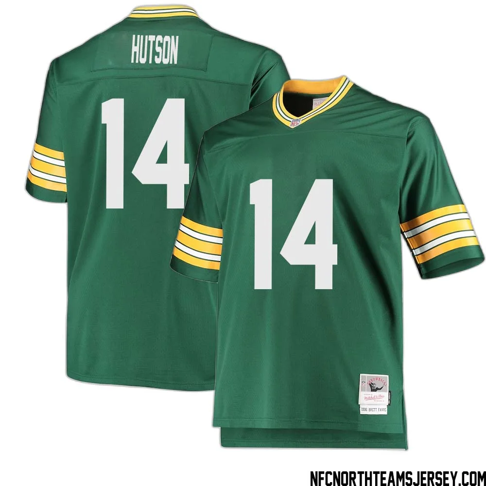 Don Hutson No 14 Green Bay Packers Mitchell Ness Big Tall 1996 Retired Player Replica Jersey Green 2
