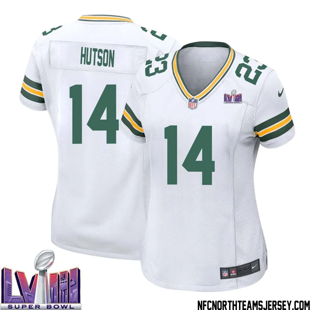 Don Hutson No 14 Green Bay Packers Super Bowl LVIII Away Game Jersey Womens White