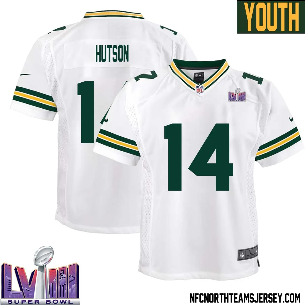 Don Hutson No 14 Green Bay Packers Super Bowl LVIII Away Game Jersey Youth White