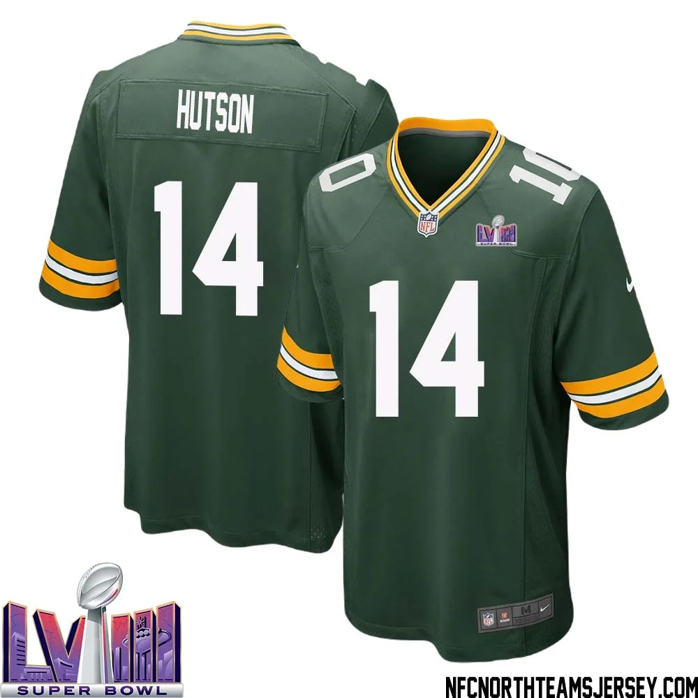 Don Hutson No 14 Green Bay Packers Super Bowl LVIII Home Game Jersey Mens 1