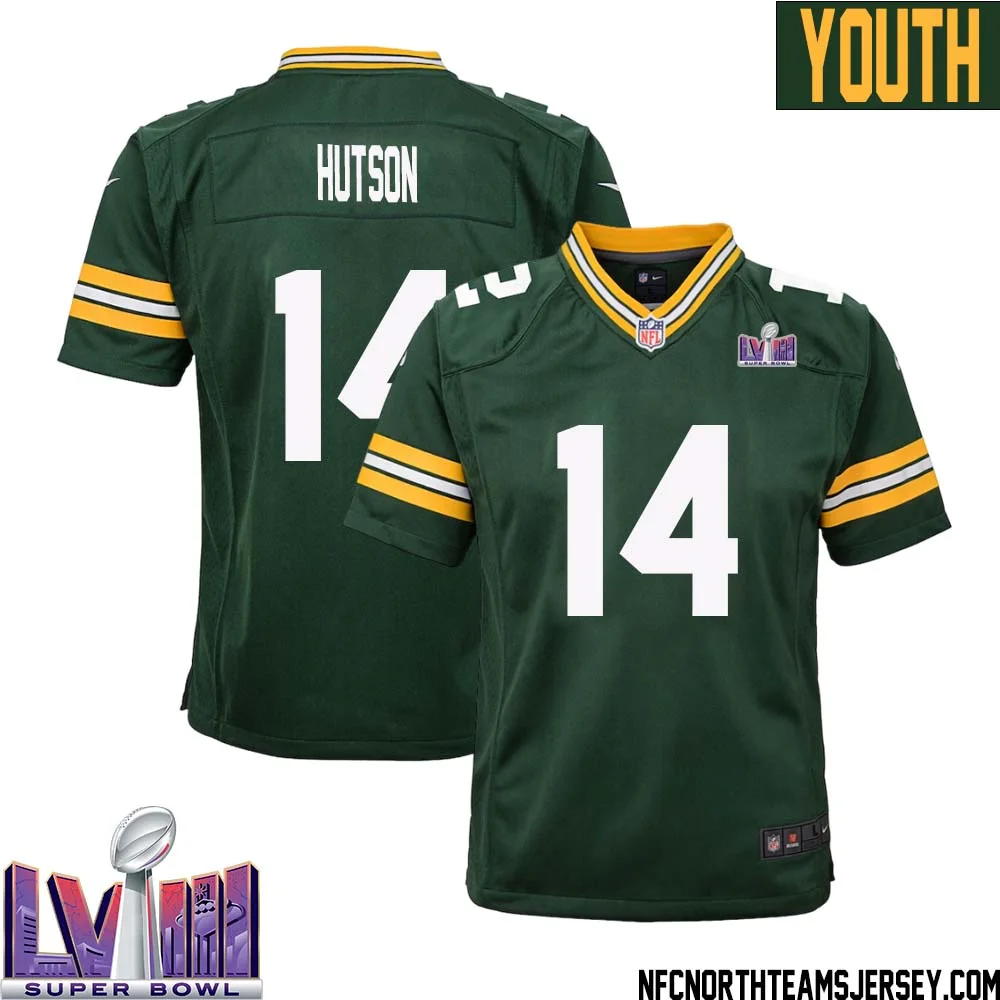 Don Hutson No 14 Green Bay Packers Super Bowl LVIII Home Game Jersey Youth