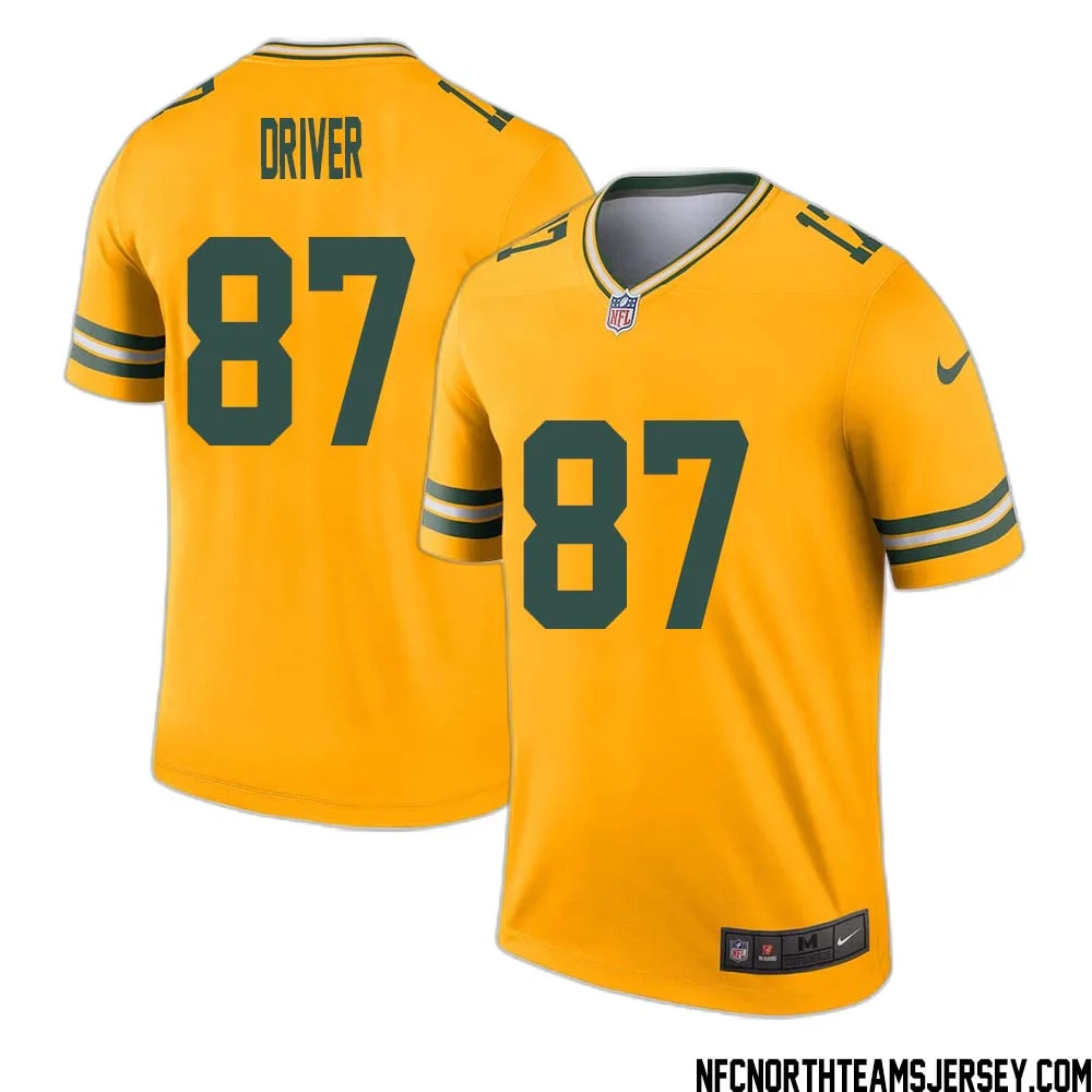 Donald Driver No 87 Davante Adams Green Bay Packers Inverted Legend Jersey Gold 1