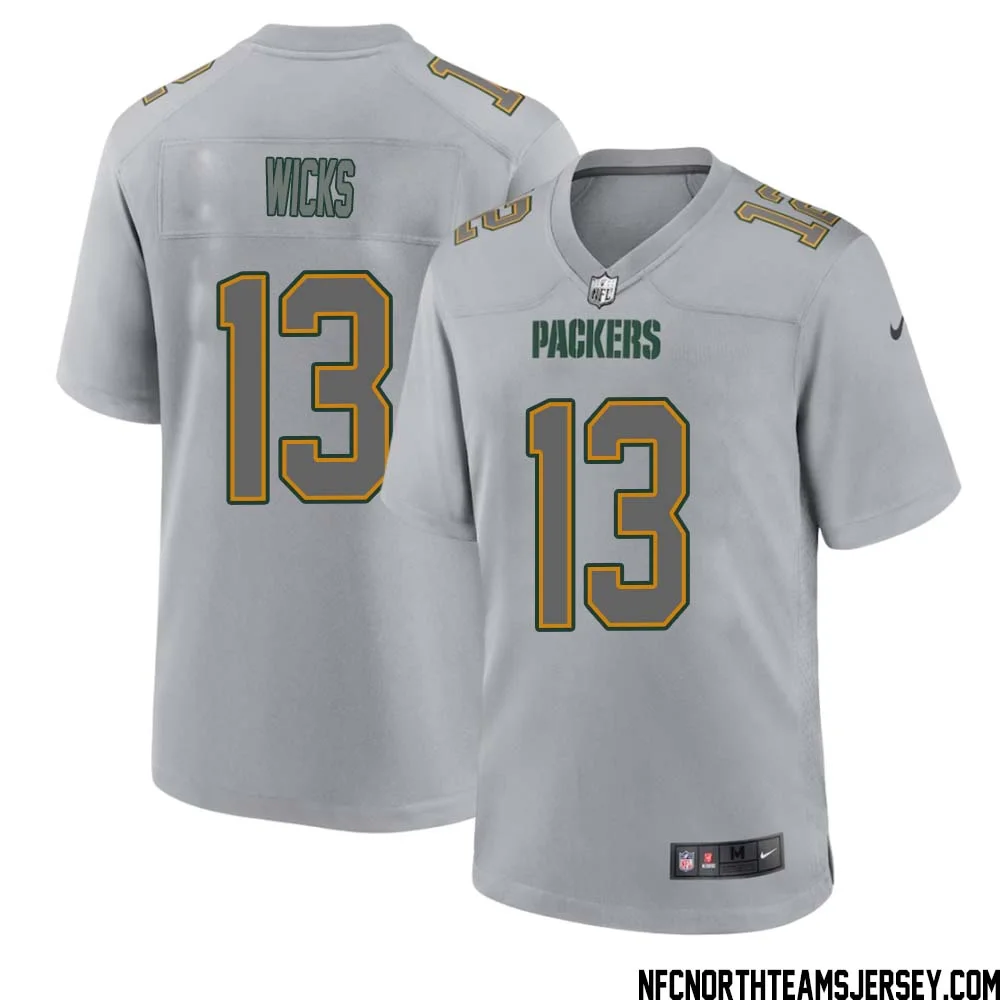 Dontayvion Wicks No 13 Green Bay Packers Atmosphere Jersey Grey Mens 1