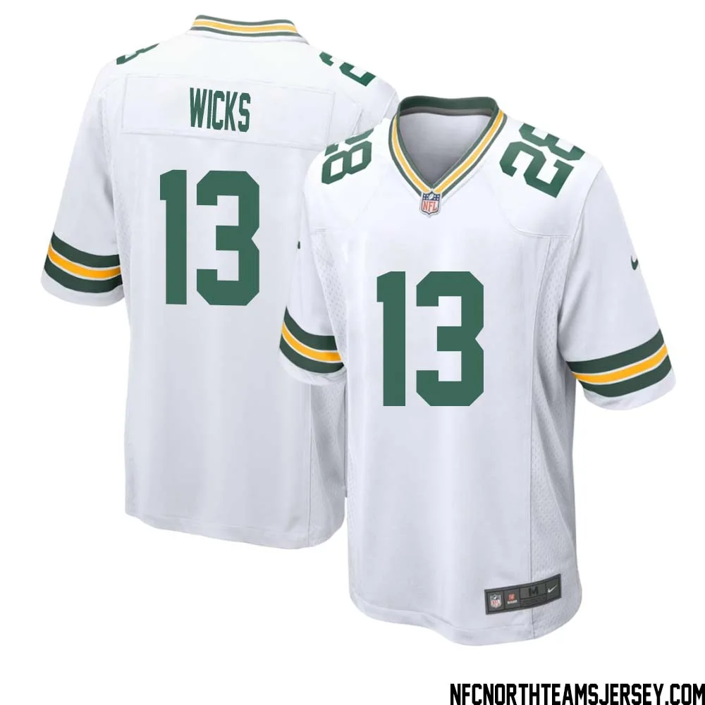 Dontayvion Wicks No 13 Green Bay Packers Away Game Jersey Mens White 1