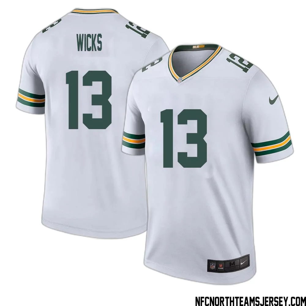 Dontayvion Wicks No 13 Green Bay Packers Color Rush Legend Jersey White Mens 1