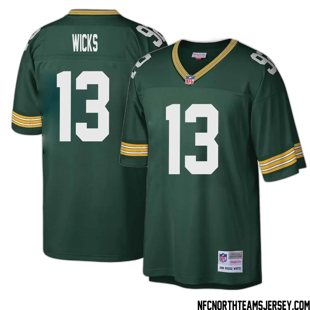 Dontayvion Wicks No 13 Green Bay Packers Mitchell Ness Big Tall 1996 Retired Player Replica Jersey Green 1 1