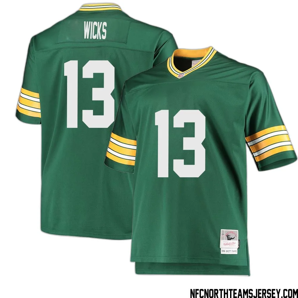 Dontayvion Wicks No 13 Green Bay Packers Mitchell Ness Big Tall 1996 Retired Player Replica Jersey Green 2