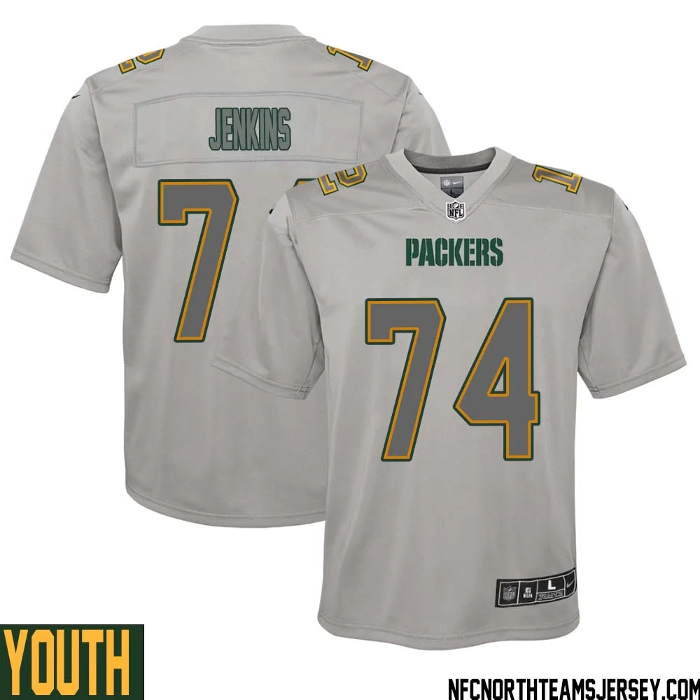 Elgton Jenkins No 74 Green Bay Packers Atmosphere Jersey Grey Youth 1