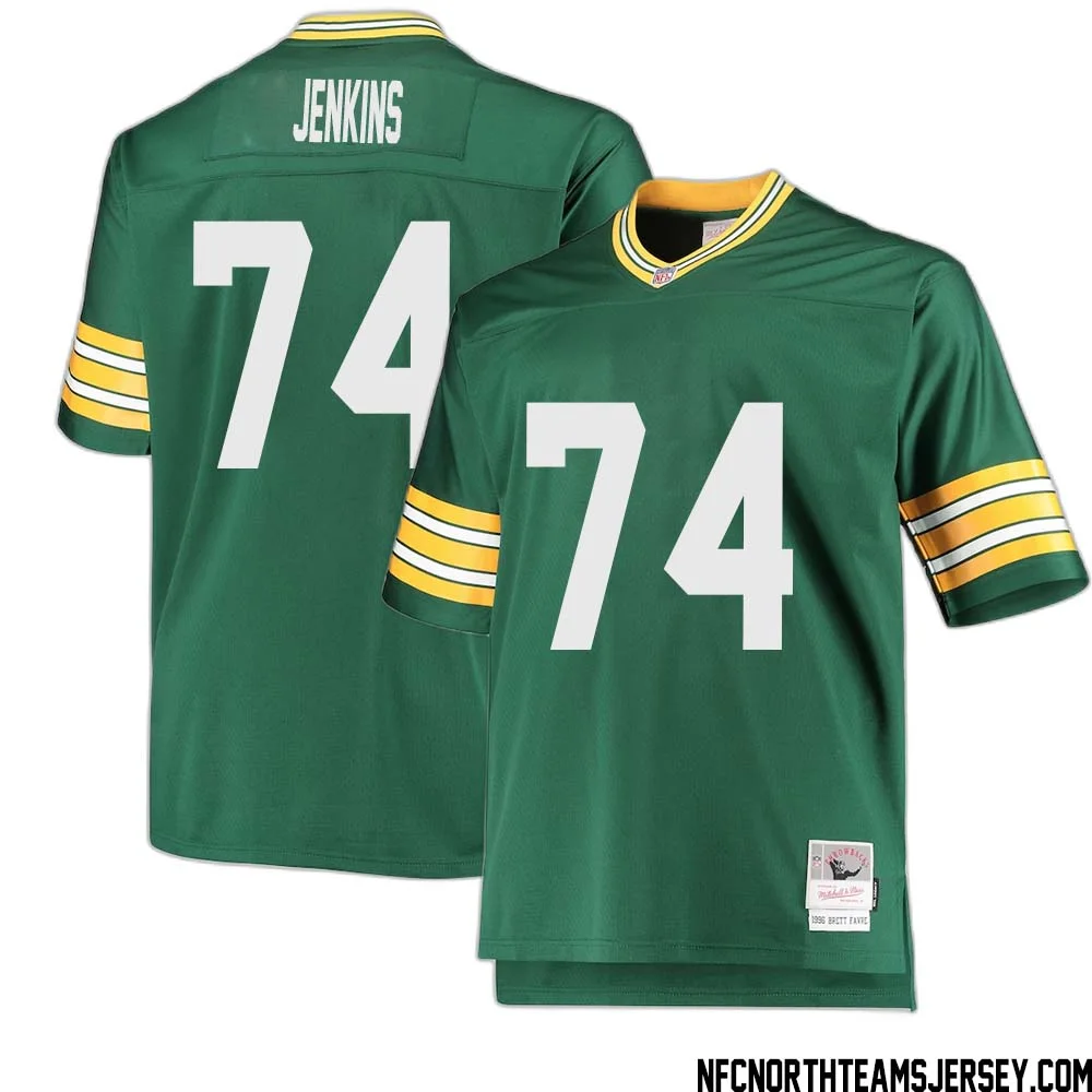 Elgton Jenkins No 74 Green Bay Packers Mitchell Ness Big Tall 1996 Retired Player Replica Jersey Green