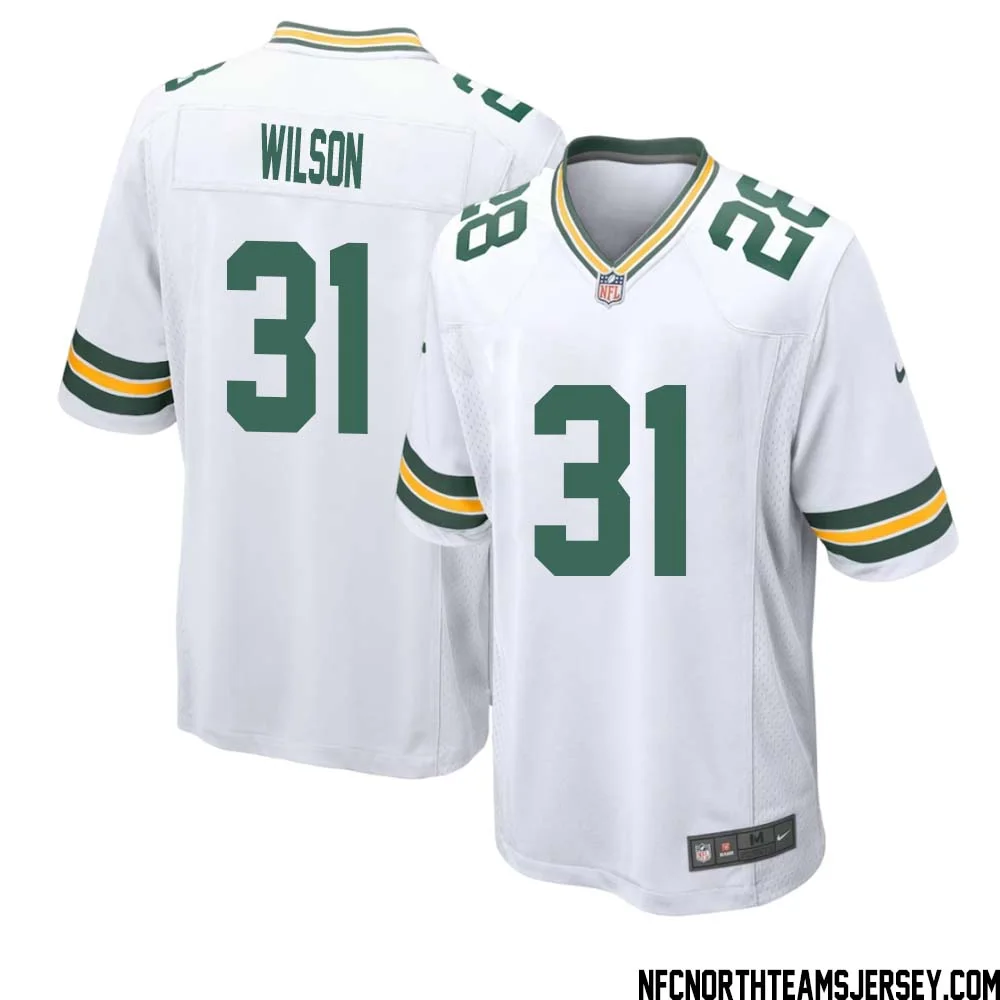 Emanuel Wilson No 31 Green Bay Packers Away Game Jersey Mens White 1