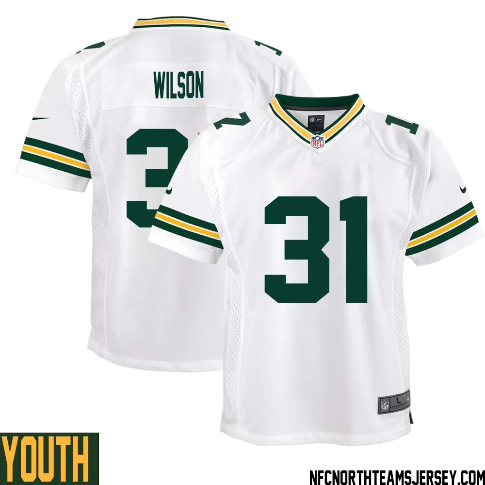 Emanuel Wilson No 31 Green Bay Packers Away Game Jersey Youth White