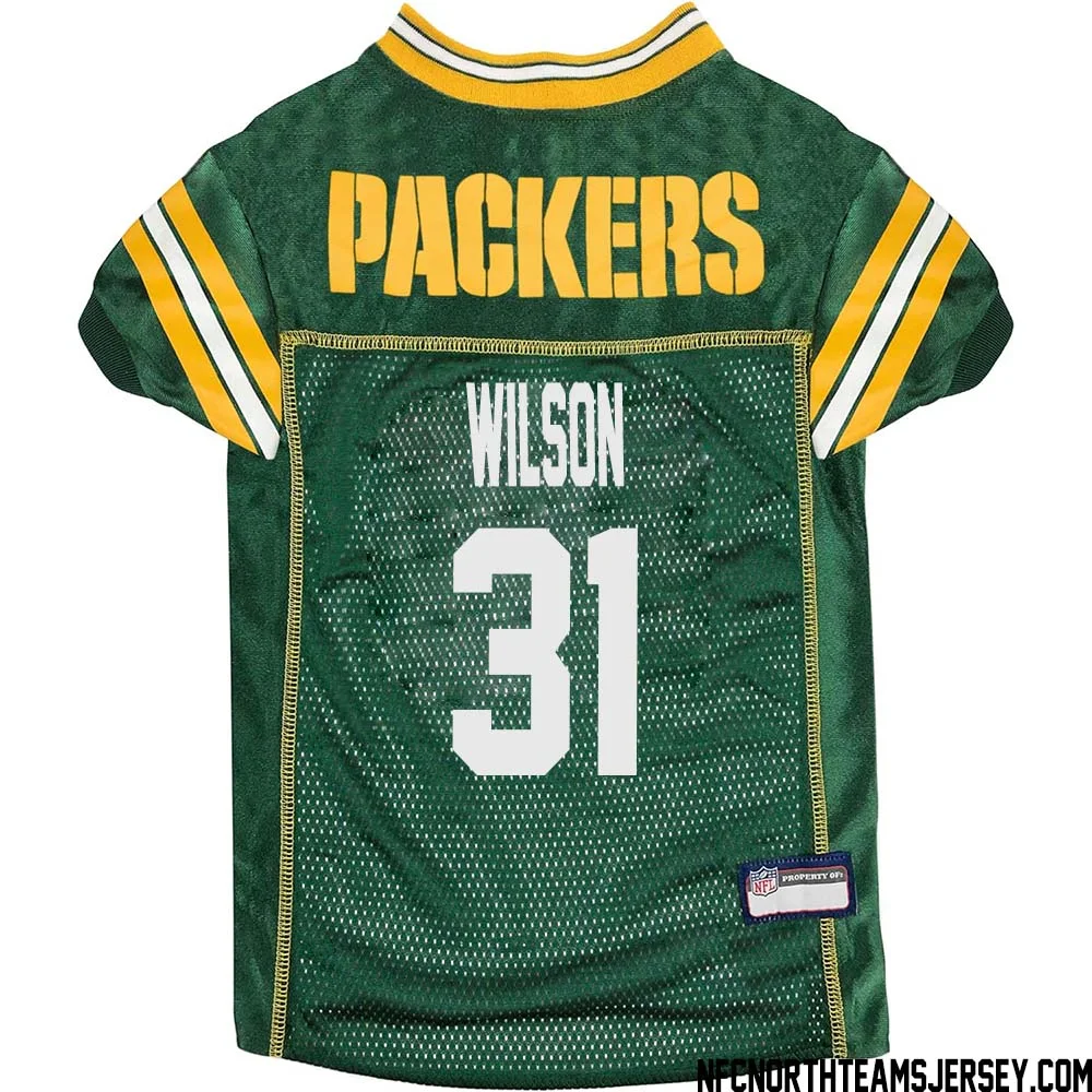 Emanuel Wilson No 31 Green Bay Packers Dog Jersey Green