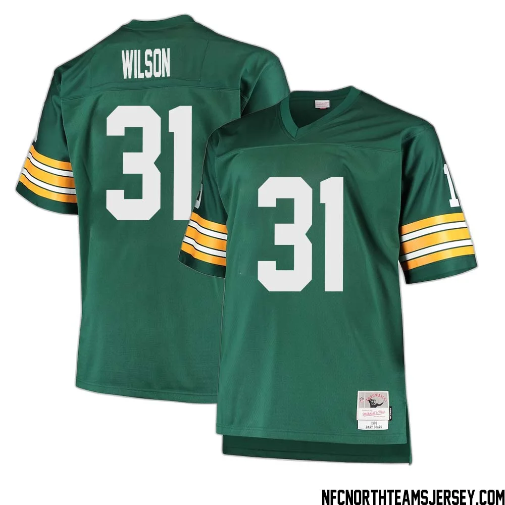 Emanuel Wilson No 31 Green Bay Packers Mitchell Ness Big Tall 1968 Retired Player Replica Jersey Green