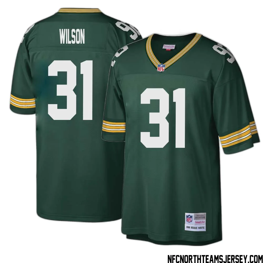 Emanuel Wilson No 31 Green Bay Packers Mitchell Ness Big Tall 1996 Retired Player Replica Jersey Green 1