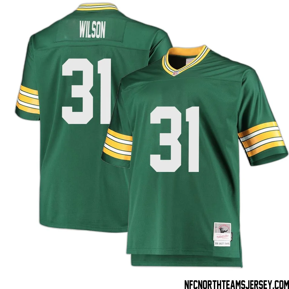 Emanuel Wilson No 31 Green Bay Packers Mitchell Ness Big Tall 1996 Retired Player Replica Jersey Green 2
