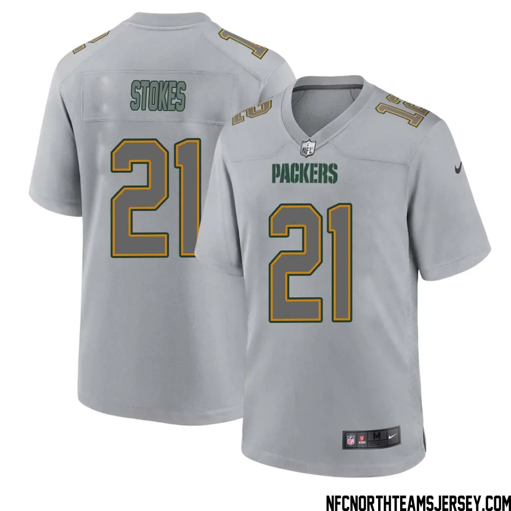 Eric Stokes No 21 Green Bay Packers Atmosphere Jersey Grey Mens