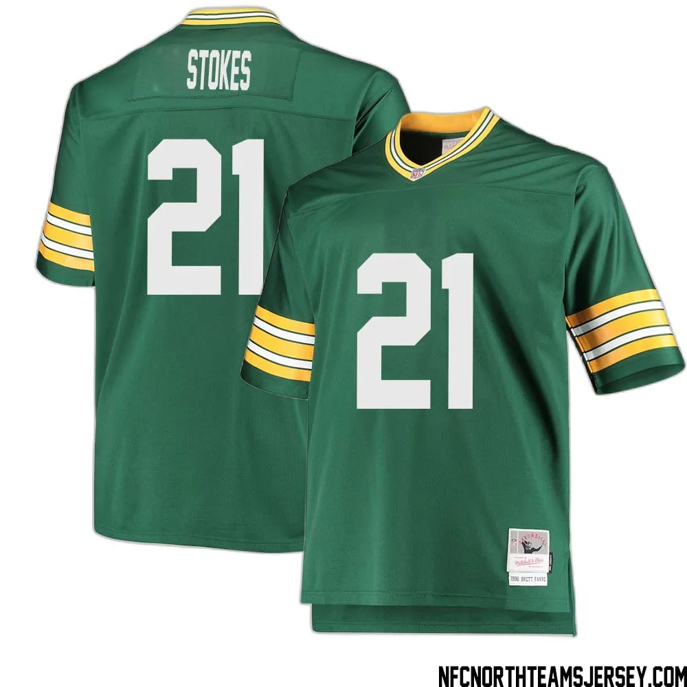 Eric Stokes No 21 Green Bay Packers Mitchell Ness Big Tall 1996 Retired Player Replica Jersey Green 2