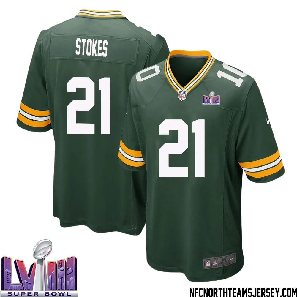 Eric Stokes No 21 Green Bay Packers Super Bowl LVIII Home Game Jersey Mens 1