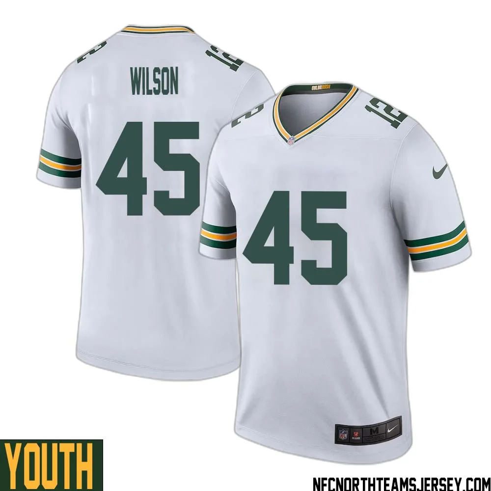 Eric Wilson No 45 Green Bay Packers Color Rush Legend Jersey White Youth