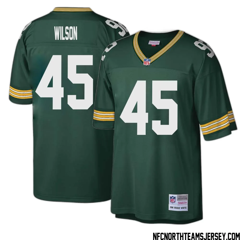 Eric Wilson No 45 Green Bay Packers Mitchell Ness Big Tall 1996 Retired Player Replica Jersey Green 1 1