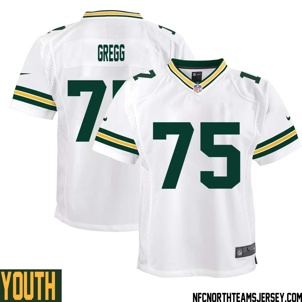 Forrest Gregg No 75 Green Bay Packers Away Game Jersey Youth White 1