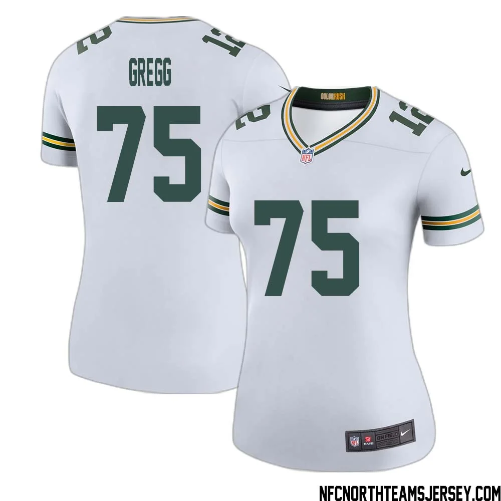 Forrest Gregg No 75 Green Bay Packers Color Rush Legend Jersey White Womens