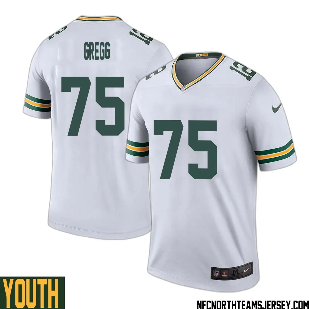 Forrest Gregg No 75 Green Bay Packers Color Rush Legend Jersey White Youth