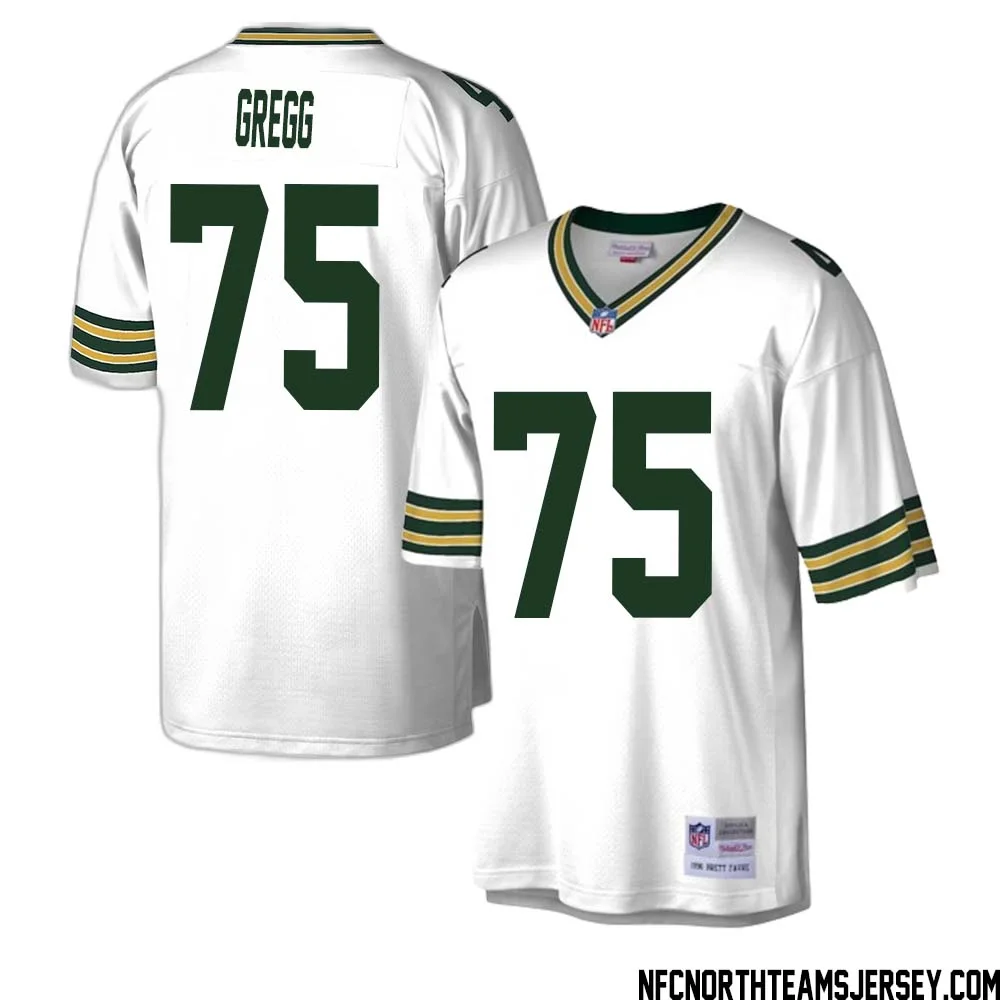 Forrest Gregg No 75 Green Bay Packers Mitchell Ness Legacy Replica Jersey White 1 1