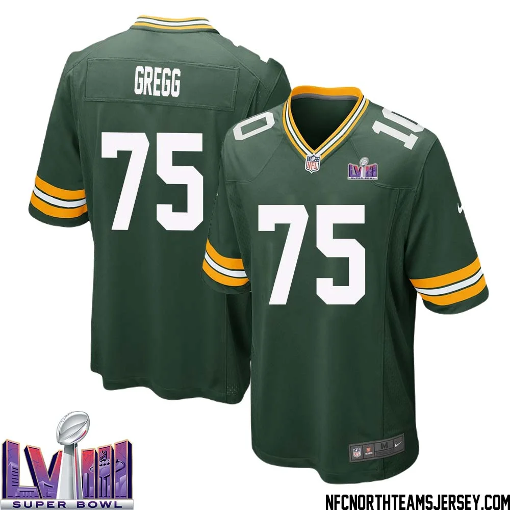 Forrest Gregg No 75 Green Bay Packers Super Bowl LVIII Home Game Jersey Mens