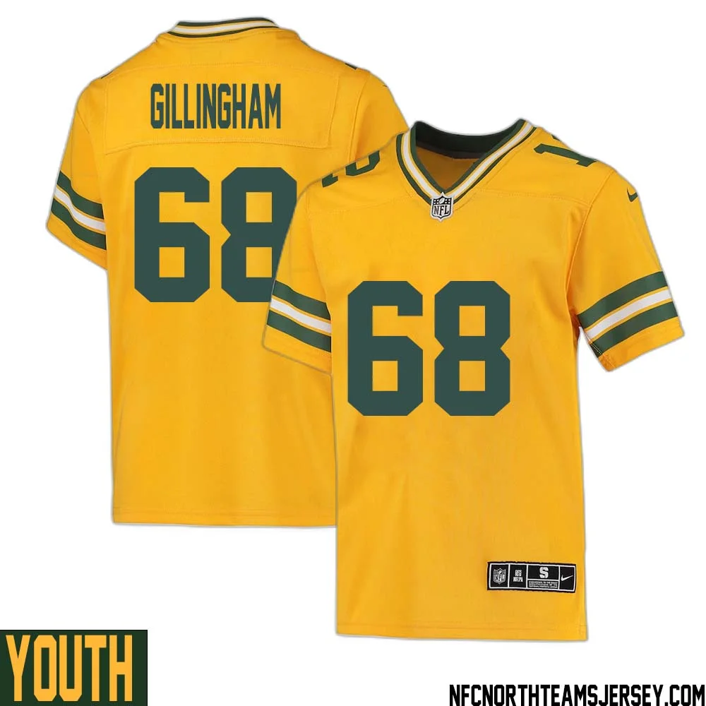 Gale Gillingham No 68 Davante Adams Green Bay Packers Inverted Legend Jersey Gold Youth