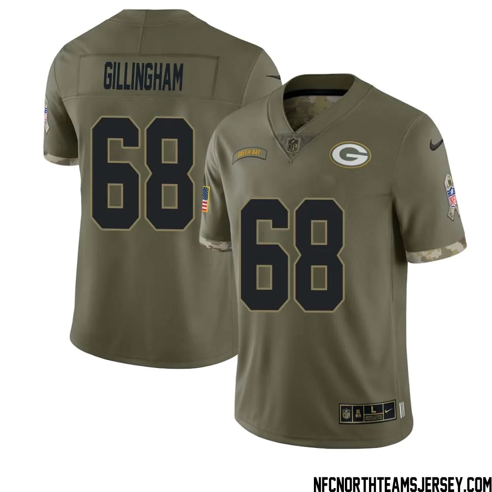 Gale Gillingham No 68 Green Bay Packers 2022 Salute To Service Limited Player Jersey Mens 1
